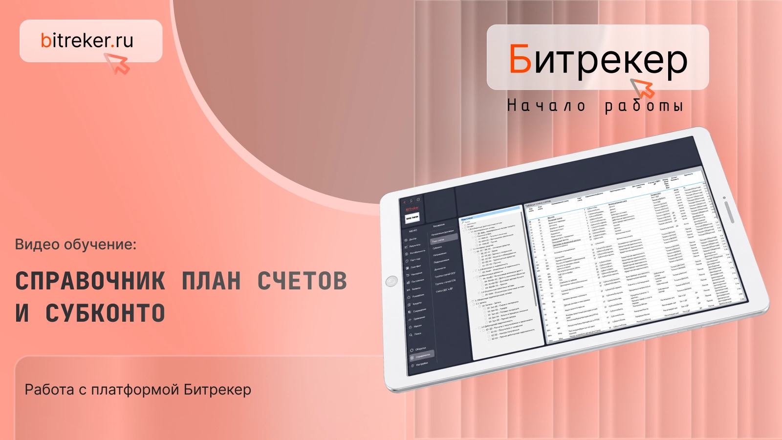 Справочник план счетов и субконто